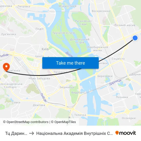Тц Даринок to Національна Академія Внутрішніх Справ map