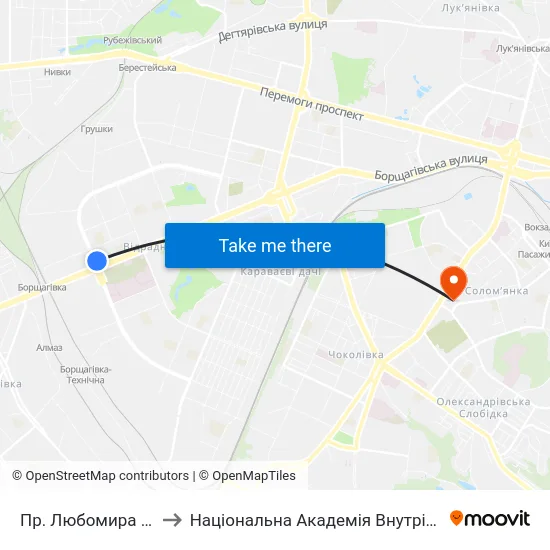 Пр. Любомира Гузара to Національна Академія Внутрішніх Справ map