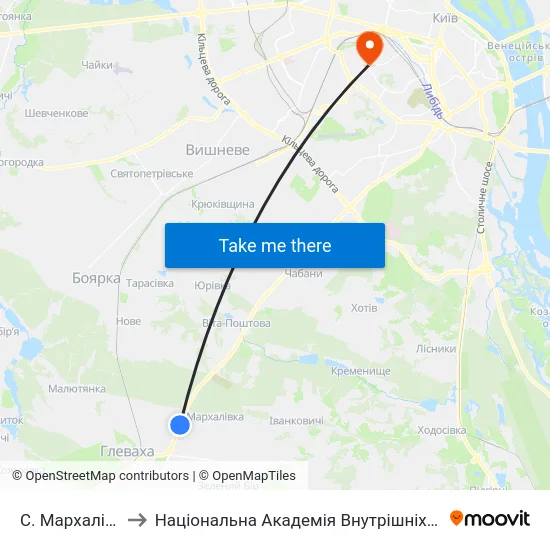 С. Мархалівка to Національна Академія Внутрішніх Справ map