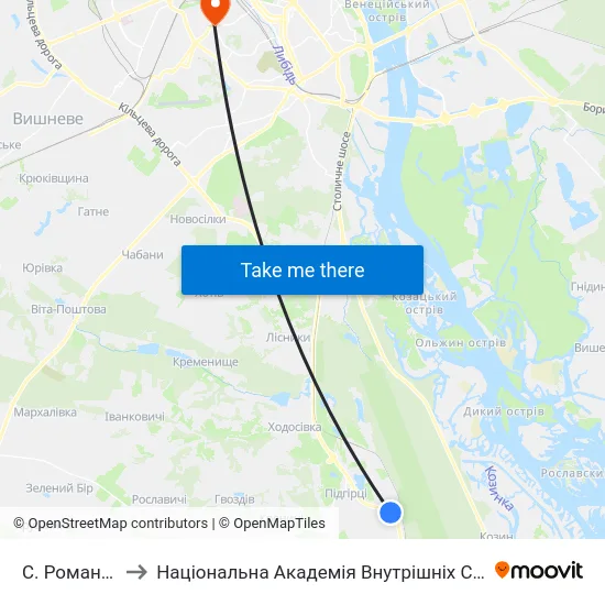 С. Романків to Національна Академія Внутрішніх Справ map