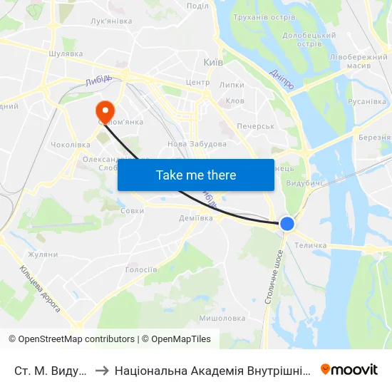 Ст. М. Видубичi to Національна Академія Внутрішніх Справ map