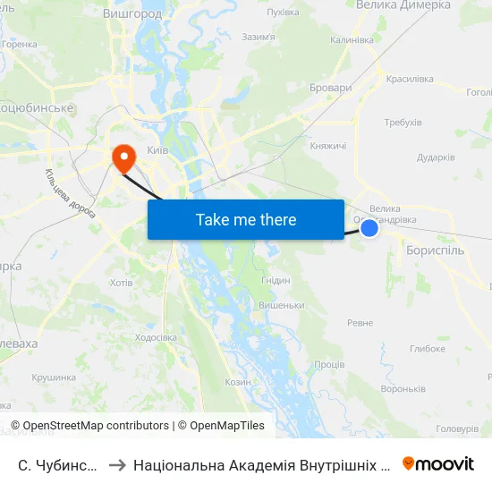 С. Чубинське to Національна Академія Внутрішніх Справ map