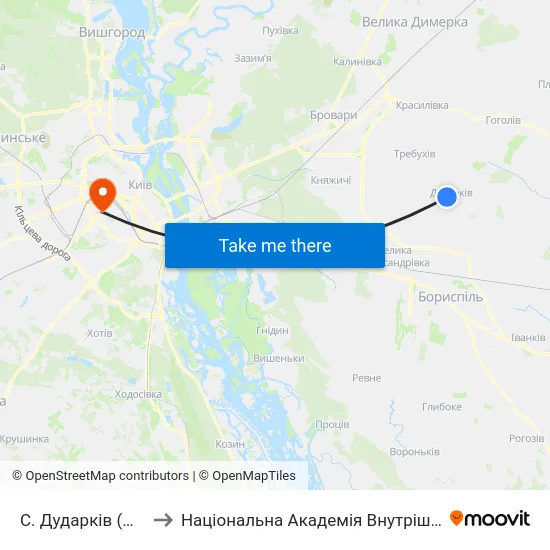С. Дударків (Центр) to Національна Академія Внутрішніх Справ map