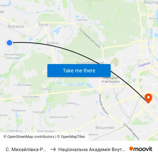 С. Михайлівка-Рубежівка to Національна Академія Внутрішніх Справ map