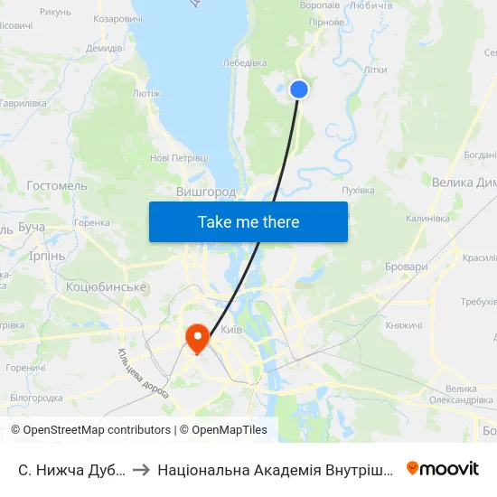 С. Нижча Дубечня to Національна Академія Внутрішніх Справ map
