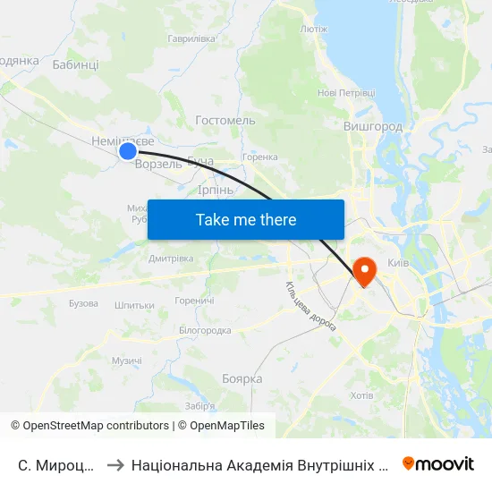 С. Мироцьке to Національна Академія Внутрішніх Справ map
