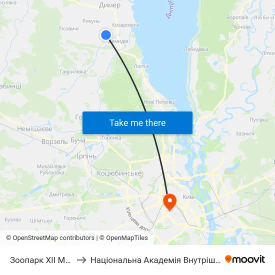 Зоопарк XII Місяців to Національна Академія Внутрішніх Справ map