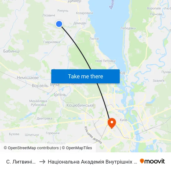 С. Литвинівка to Національна Академія Внутрішніх Справ map