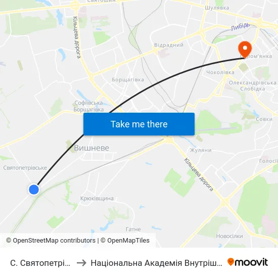 С. Святопетрівське to Національна Академія Внутрішніх Справ map