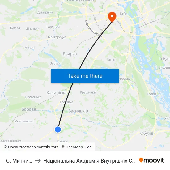 С. Митниця to Національна Академія Внутрішніх Справ map