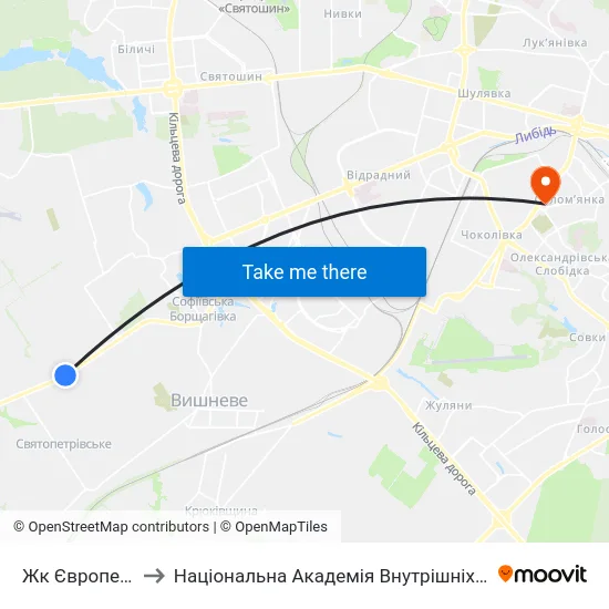 Жк Європейка to Національна Академія Внутрішніх Справ map