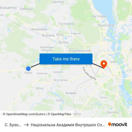 С. Бузова to Національна Академія Внутрішніх Справ map