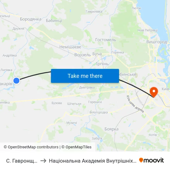 С. Гавронщина to Національна Академія Внутрішніх Справ map
