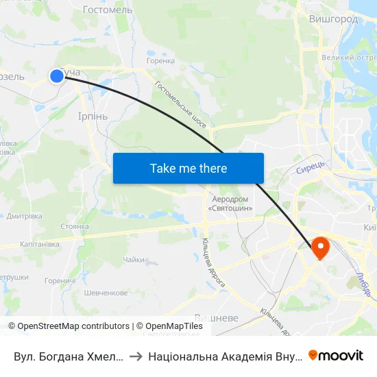 Вул. Богдана Хмельницького to Національна Академія Внутрішніх Справ map