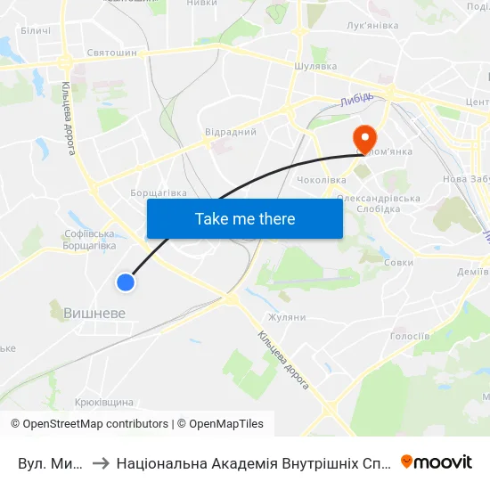 Вул. Миру to Національна Академія Внутрішніх Справ map