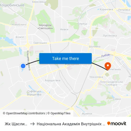 Жк Щасливий to Національна Академія Внутрішніх Справ map
