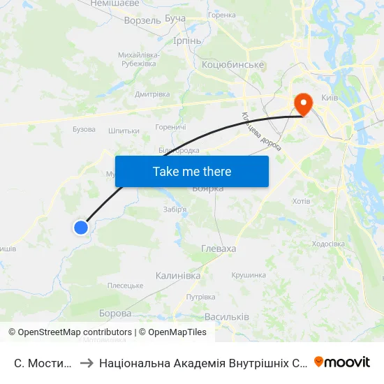 С. Мостище to Національна Академія Внутрішніх Справ map