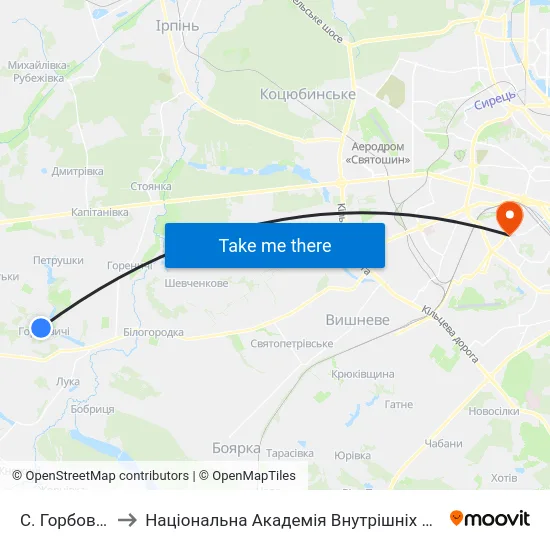 С. Горбовичі to Національна Академія Внутрішніх Справ map