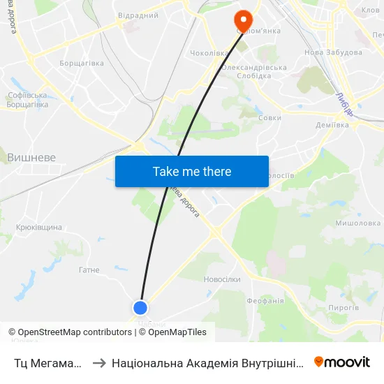 Тц Мегамаркет to Національна Академія Внутрішніх Справ map