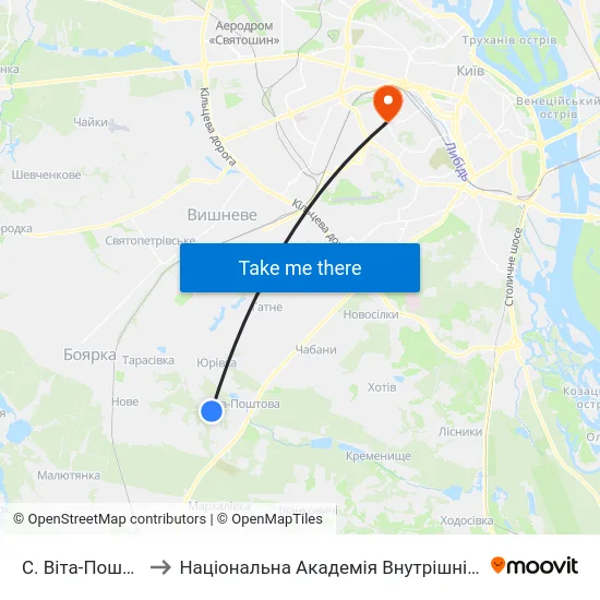 С. Віта-Поштова to Національна Академія Внутрішніх Справ map