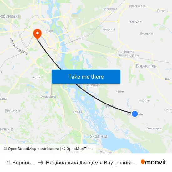 С. Вороньків to Національна Академія Внутрішніх Справ map