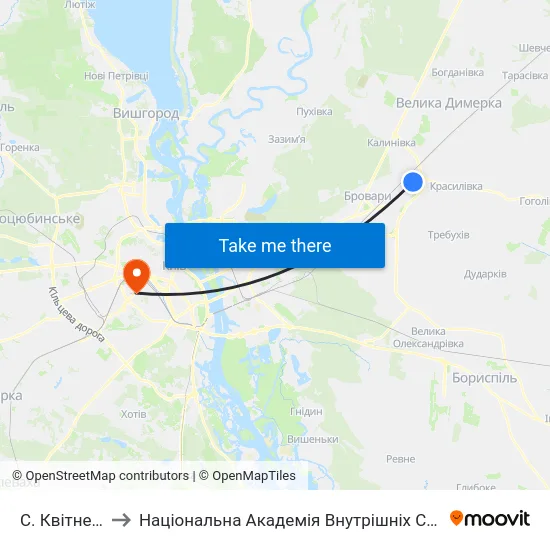 С. Квітневе to Національна Академія Внутрішніх Справ map