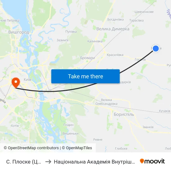 С. Плоске (Центр) to Національна Академія Внутрішніх Справ map
