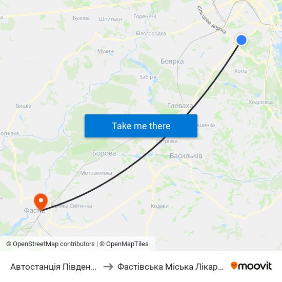 Автостанція Південна to Фастівська Міська Лікарня map