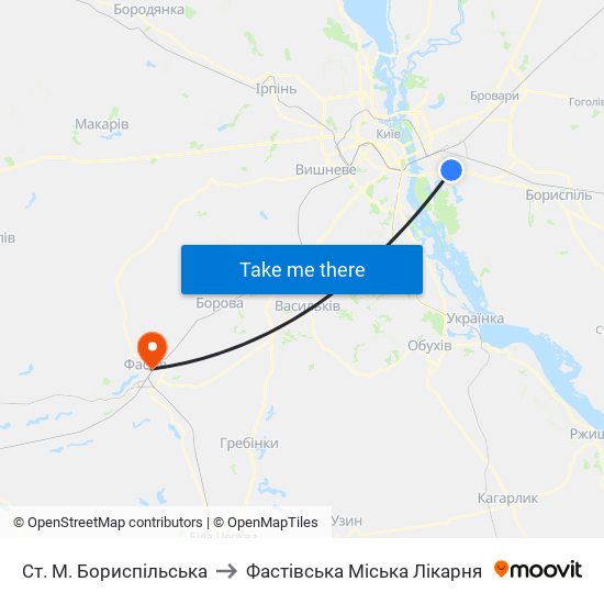 Ст. М. Бориспільська to Фастівська Міська Лікарня map