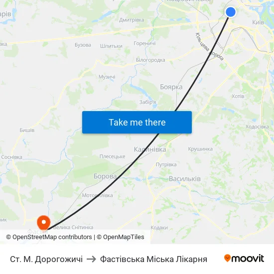 Ст. М. Дорогожичі to Фастівська Міська Лікарня map
