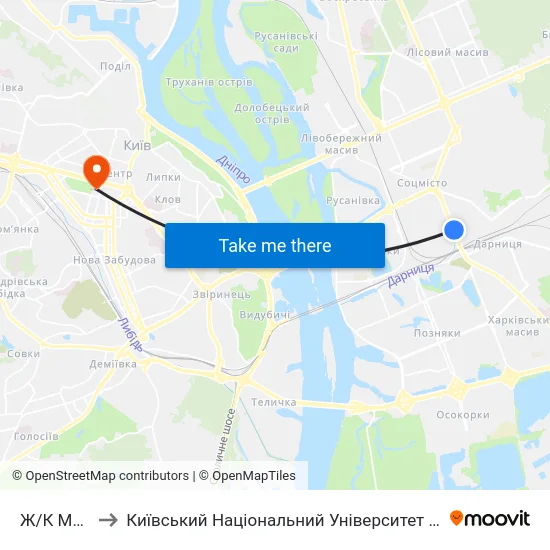 Ж/К Мега-Сiтi to Київський Національний Університет Імені Тараса Шевченка map