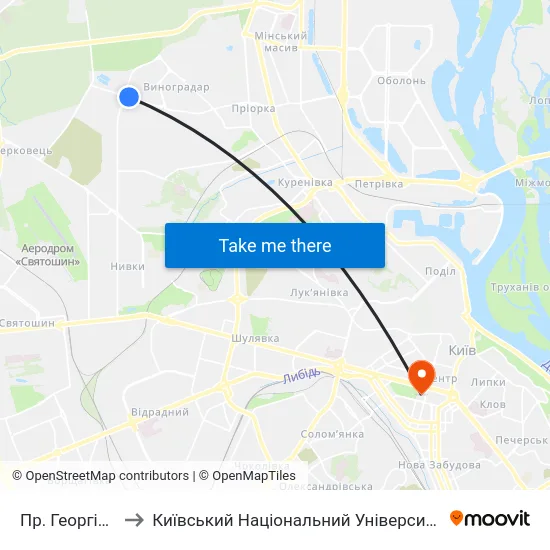 Пр. Георгія Ґонґадзе to Київський Національний Університет Імені Тараса Шевченка map