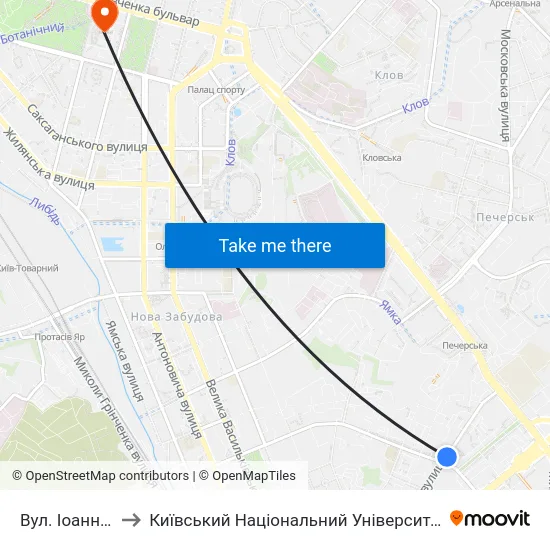 Вул. Іоанна Павла Іі to Київський Національний Університет Імені Тараса Шевченка map