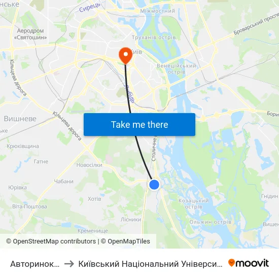 Авторинок Чапаєвка to Київський Національний Університет Імені Тараса Шевченка map
