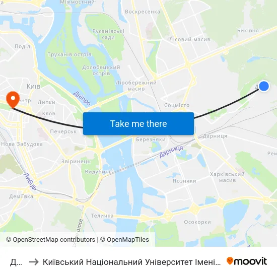 Дврз to Київський Національний Університет Імені Тараса Шевченка map