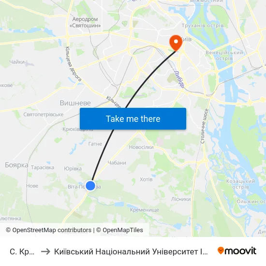 С. Круглик to Київський Національний Університет Імені Тараса Шевченка map