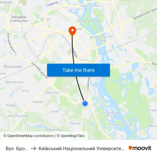 Вул. Бродівська to Київський Національний Університет Імені Тараса Шевченка map