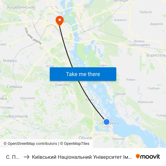 С. Плюти to Київський Національний Університет Імені Тараса Шевченка map