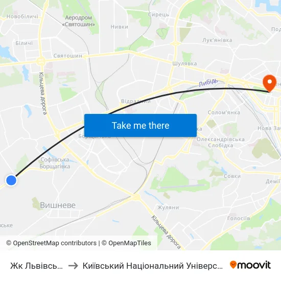 Жк Львівський Маєток to Київський Національний Університет Імені Тараса Шевченка map