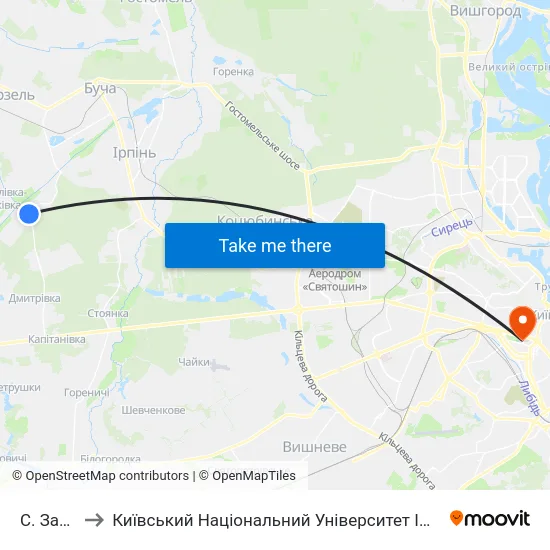 С. Забуччя to Київський Національний Університет Імені Тараса Шевченка map