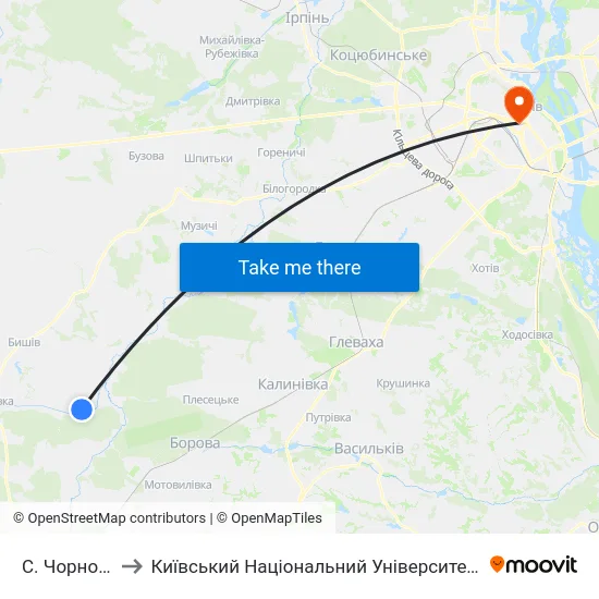 С. Чорногородка to Київський Національний Університет Імені Тараса Шевченка map