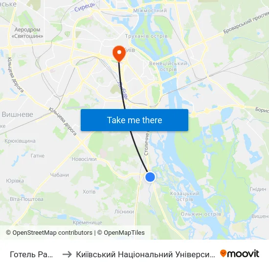 Готель Рамада Енкор to Київський Національний Університет Імені Тараса Шевченка map