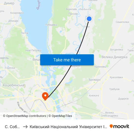 С. Соболівка to Київський Національний Університет Імені Тараса Шевченка map