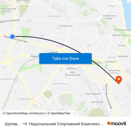 Шулявська to Національний Спортивний Комплекс «Олімпійський» map