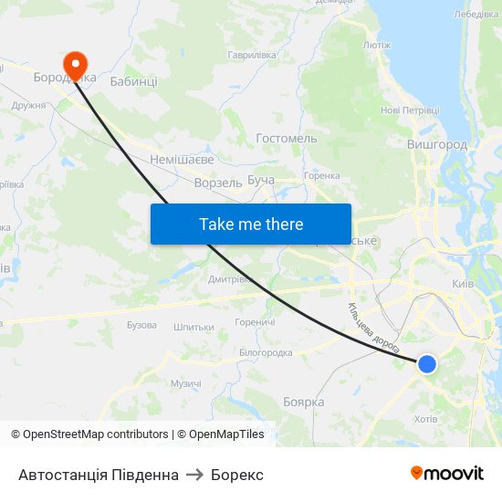 Автостанція Південна to Борекс map