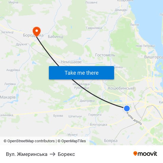 Вул. Жмеринська to Борекс map