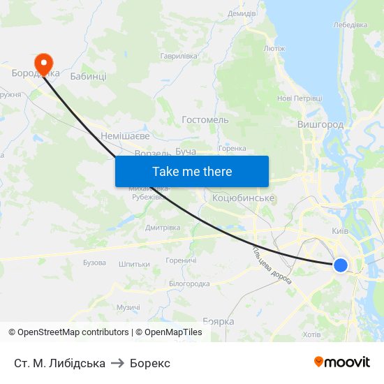 Ст. М. Либідська to Борекс map