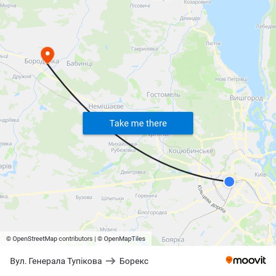 Вул. Генерала Тупікова to Борекс map