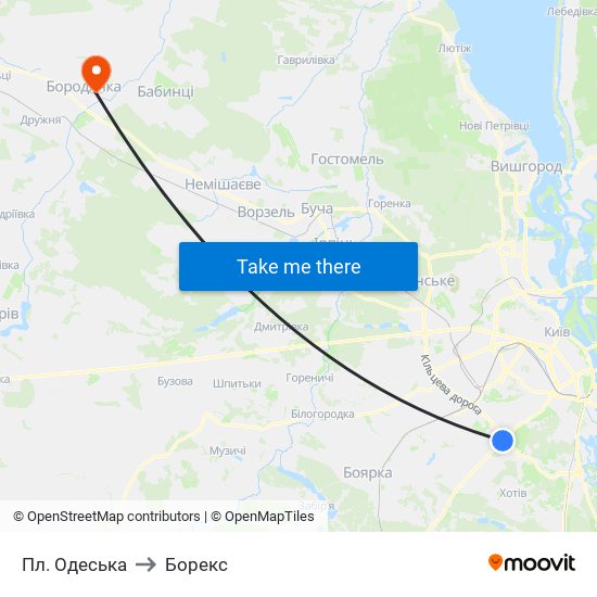 Пл. Одеська to Борекс map