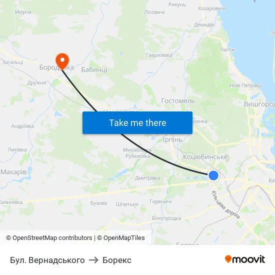 Бул. Вернадського to Борекс map